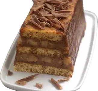 Bûche pralinée au pain d'épices et pommes caramélisées