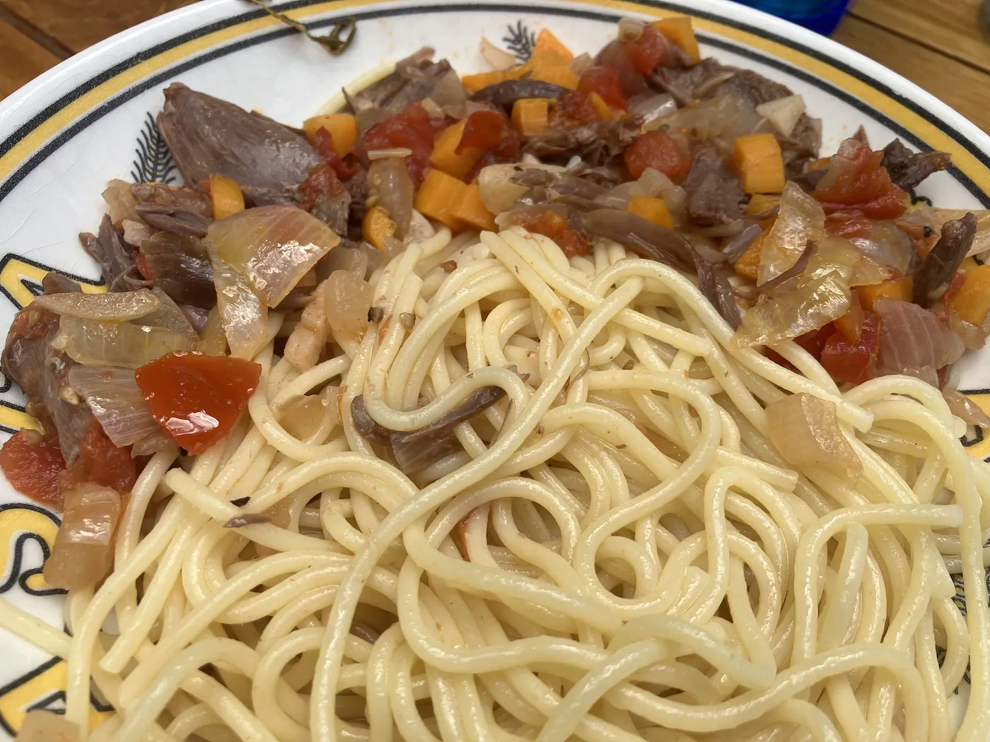 spaghettis al ragù de canard